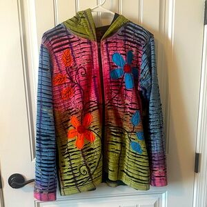 Colorful Floral Zip-Up Hoodie